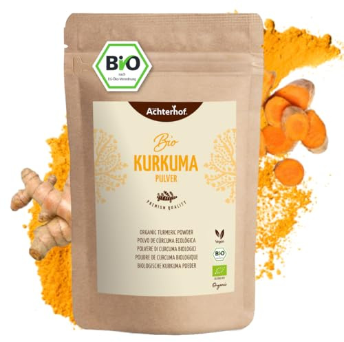 Kurkuma Pulver 1000g | fein gemahlene Kurkumawurzel in Bio-Qualität | Ideal zur Zubereitung einer Goldenen Milch, als Zugabe in Tee, asiatischen Gerichten, würzigen Suppen & Co | vom Achterhof