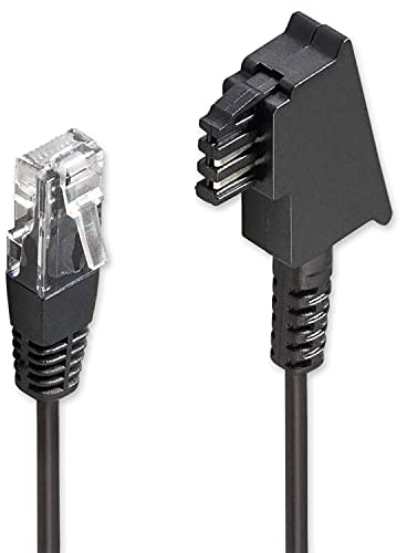 PerfectHD 3m TAE Kabel, DSL VDSL Routerkabel, direkte Verbindung zu Modem Router oder Box an eine TAE-Dose, Schwarz, 3 Meter