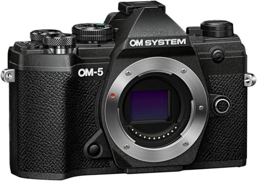 OM SYSTEM OM-5 Micro Four Thirds Videokamera, 20 MP Digitalkamera, Schwarz | Wetterfeste Systemkamera mit 4K-Video, 5-Achsen-Bildstabilisierung und High Res Shot, ideal als Geschenk f6cr coole Sachen.