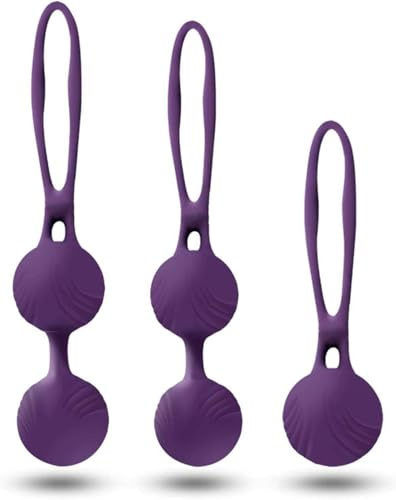 RAVLOVE Vaginalkugeln Liebeskugeln - Silikon&Metall Beckenbodentraining Stärkung der Vaginalmuskulatur - 3 Ben Wa Balls Beckenboden Gewichte Übung Bälle für Frauen (Lila)