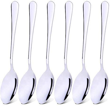 Qinglele Edelstahl 304 Löffel, suppenlöffel, Abendessen Löffel, Esslöffel, Tafellöffel, 20,6 cm, Set 6 Stück