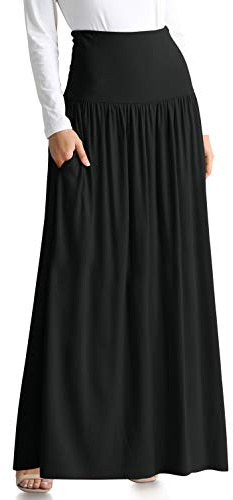 Reg and Plus Size Maxi Skirts for Women Long Length Skirts with Pockets Beach SwimCoverup,Night Out,Casual Office,Party
