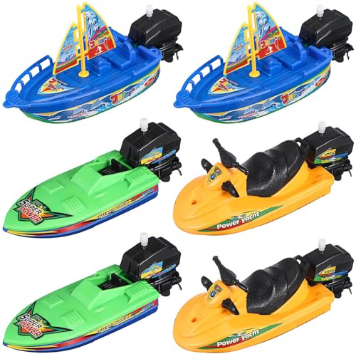 DIYEAH Badespielzeug Boot Set 6 Stück Kunststoff Segelboote Motorboote Speedboote Für Baby Kleinkind Badewanne Und Pool Spielzeug