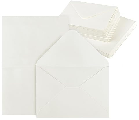 Mocraft 60er Set 120g/m² Briefumschläge mit 250g/m² Klappkarten Blanko, karten zum selbstgestalten, beschriften oder bedrucken, Umschläge für Hochzeit Geschenk Grußkarten Einladung Geburtstagskarten