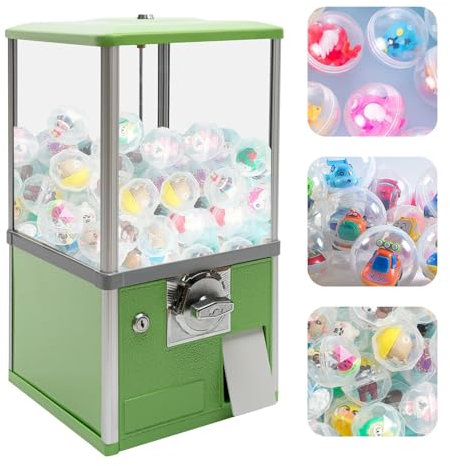 QXIWAOE Süßigkeitenautomat für kleine Unternehmen, Gumball-Automat, Kapselgerät, Preisautomat, kommerzieller runder Kapselautomat, niedlicher Arcade-Automat, für Party-Center, grün