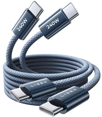 LISEN USB C Kabel 2M 240W Ladekabel USB C 2 Stück, PD 3.1 Schnellladekabel USB C auf USB C Kabel für MacBook Air M5, MacBook Neo, MacBook Pro M5, iPad Pro, iPhone 17 Pro Max/iPhone Air/16/15