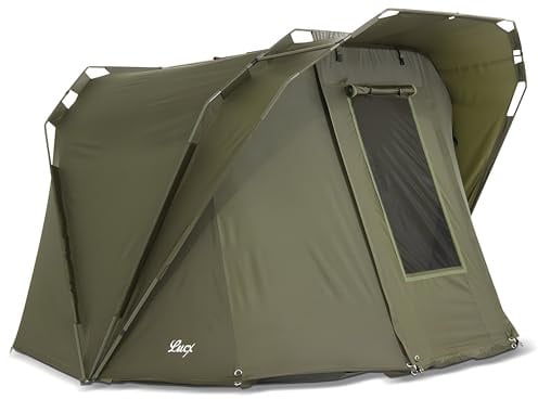 Lucx Coon Bivvy Angelzelt für 1-2 Mann - kompaktes Karpfenzelt mit extra Kopffreiheit, herausnehmbarer Bodenplane & 10.000 mm Wassersäule