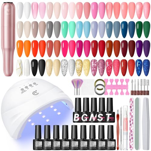 COSCELIA 35 Farben Gel Nägel Set mit Nagellampe und Elektrische Nagelfräser, Base und Top Coat Nagelset Gelnägel Starterset Nägel Selber Machen Set
