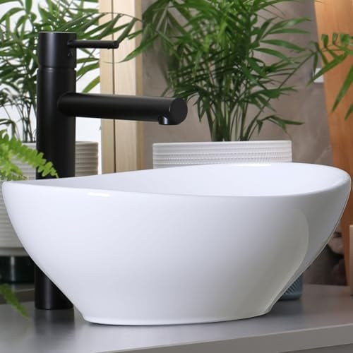 Waschbecken24 | Premium Waschbecken mit Lotus-Effekt für das Badezimmer und Gäste-WC (34x27x13cm, Weiß / A99XS)