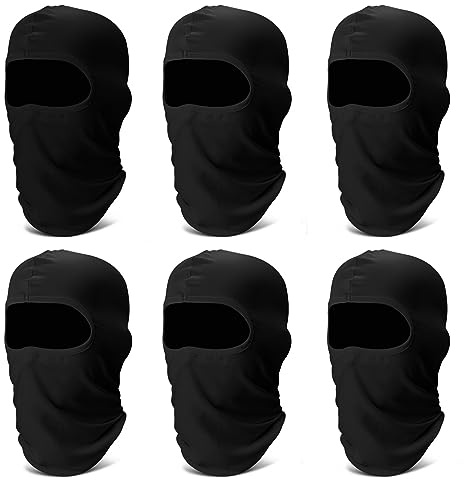 Finvizo 6 Stück Sturmhaube Skimaske: Atmungsaktive Balaclava UV-Schutz Sturmmaske für Herren Damen für Outdoor Sports Motorrad Fahrrad, Schwarz