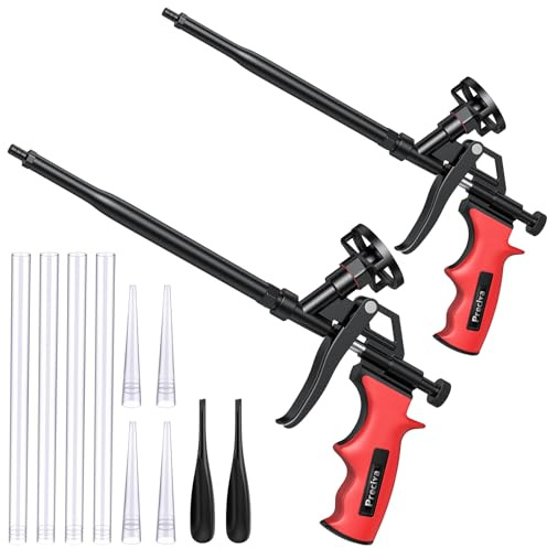 Schaumpistole, Preciva Bauschaumpistole Bauschaum Pistole PU Schaumpistole Expanding Foam Gun Dosierpistole aus Metall (zwei rote)