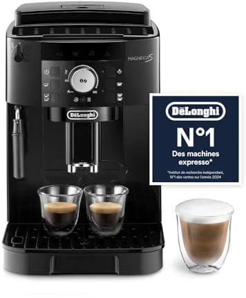De’Longhi Magnifica S - Perfetto Kaffeevollautomat mit klassischem Milchaufschäumer, Espresso- und Cappuccino Kaffeemaschine, Bedienfeld mit Tasten, Schwarz (ECAM11.112.B)