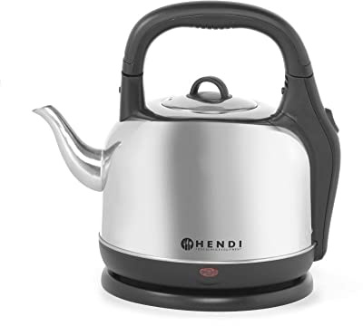 HENDI Wasserkocher, Elektrisch, Trockenkochschutz, Schnellkochfunktion, 360° Drehbasis, hitzebeständiger Griff, Automatische Abschaltung, 4,2L, 230V/2000W, 341x226x(H)305mm, Edelstahl, PP