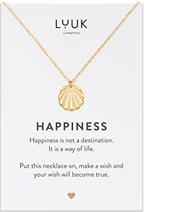 LUUK LIFESTYLE Damen Halskette mit Anhänger, Edelstahl, 50cm verstellbar, wasserfest, Geschenk für Freundin, Mutter, Frau, Schwester, Glücksbringer, Silber|Gold|Roségold