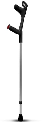 Krücke Schwarz Klassiker 140 Kg Unterarmgehstütze von Ossenberg mit Ergo Softgriff Gehhilfe Pulox-Design