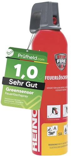 [Test SEHR GUT, Note 1.0] GREENSENSOR Premium Feuerlöschspray 750ml, Universal Löschspray, Schaum Feuerlöscher Spray für Zuhause Auto Kfz Minibar, Schaumlöscher, Löschspraydosen, Car Accessories