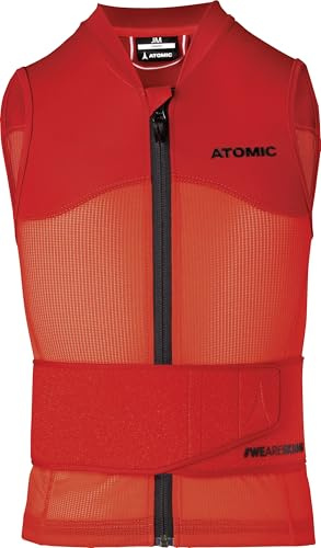 Atomic Live Shield Vest Jr I Ski-Schutzweste für Kinder I Ski-Weste mit Hüftgürtel I Elastische Ski-Schutzkleidung aus 4-Wege-Stretch Lycra & Mesh I Atmungsaktive Protektorweste