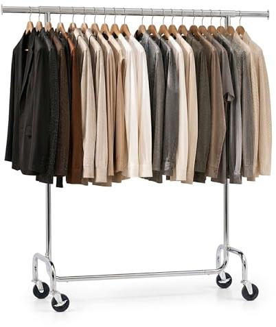 Tatkraft Didrik – Schwerlast Kleiderständer, bis 130 Kg belastbar, Kleiderstange auf Rädern, Kleiderstange zum Aufhängen von Kleidung, Verchromt Stahl
