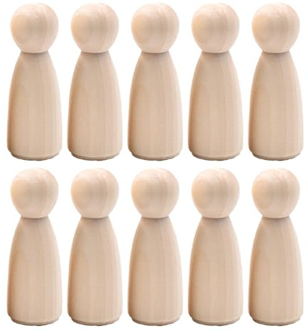 10 Stück Holzfiguren,Spielfiguren Holz,Holzfiguren Zum DIY Bemalen Und Basteln,Holzkegel,Handwerk,Bunte,Perfekt Zur Hochzeit Oder Geburtstagsdeko,Individuell Gestalten für Eine Personalisierte Deko.