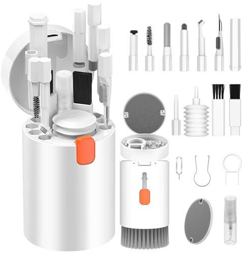 VICHYIE 20 in 1 Tastatur Reinigungsset mit Bürste, Kopfhörer Reinigungsset für AirPods 1/2/3/Pro, PC Reinigungsset Zubehör für Laptop, Handys, Tastatur, Ohrhörer, Kamera (Weiß)