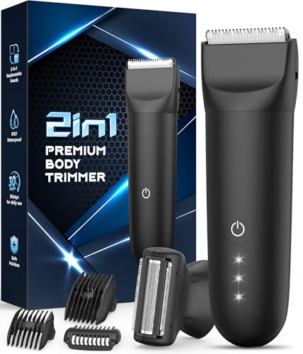 Intimrasierer Mann Rasierer Herren Intimbereich und Körper: 2 in 1 Trimmer Herren Elektrisch, Nass & Trocken Körperrasierer Rückenrasierer, Wasserdicht körperhaartrimmer Body rasierer herren