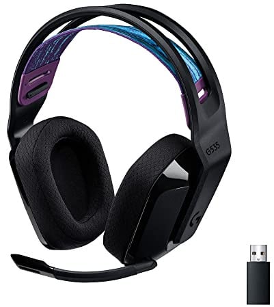 Logitech G535 LIGHTSPEED Wireless Gaming Headset - Lightweight on-ear headphones, flip to mute mic, stereo, compatible with PC, PS4, PS5, USB rechargeable - Schwarz