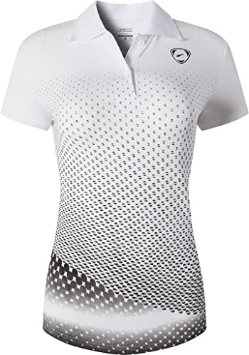 jeansian Women's Sports Breathable Short Sleeve Tennis Golf Bowling Polo T-Shirts Tee SWT251 Whiteblack XS