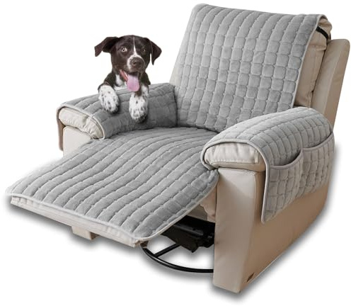 CFPLeHiYS Sesselschoner für Relaxsessel Sesselüberwurf mit Armlehne Sesselauflage Anti-Rutsch Fernsehsessel Schonbezug Sofa Armlehnenbezüge Sesselbezug für Haustieren Hund(Grau,1 Sitz (53 * 190cm))