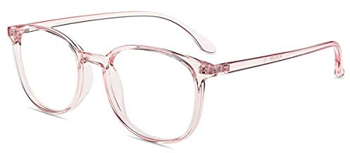 Firmoo Lesebrille 1.5x Damen Herren TR90 Blaulichtfilter Brille mit Stärke | Extra Leicht Entspiegelt Anti-Glanz Computerbrille mit Stärke für PC/Handy/Fernseher,Klar Rosa
