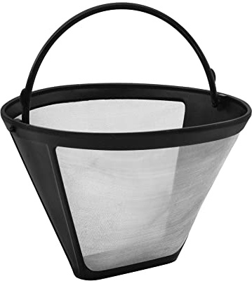 Fackelmann Silberton Dauerkaffeefilter Nr. 4, Permanent Filter aus Edelstahlgewebe - für Kaffee & als Teesieb verwendbar (Farbe: Silber/Schwarz), Menge: 1 Stück