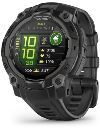 Garmin Instinct 3 45mm AMOLED – Multisport-Smartwatch, 1,2 Display, bis zu 18 Tage Akkulaufzeit, 80+ Sport-Apps, Navigationsfunktion, smarte Features, LED-Taschenlampe, wasserdicht