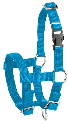 Kerbl Alpaka-Halfter, mit Klippverschluss, blau, Universalgröße, größenverstellbar, weiches Material, waschbar