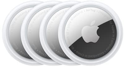 Apple AirTag (1. Generation) 4er Pack - Finde und behalte Deine Sachen im Blick: Schlüssel, Geldbörsen, Gepäck, Rucksäcke und mehr. Einfaches Einrichten mit iPhone oder iPad. Austauschbare Batterie