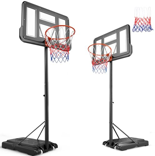 Lischwert Basketballkorb Outdoor Verstellbarer hoher tragbarer Basketballkorb, professioneller Basketballständer mit Rädern für Erwachsene im Hinterhof (Extra Large BK)