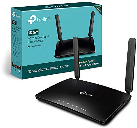 TP-Link Box 4G, Router 4G+ LTE Cat.6 300 Mbit/s WLAN AC 1200 Mbit/s, 2 x SMA für externe Antenne, 4 RJ45-Gigabit-Ports, abnehmbare Antennen, OneMesh, Modem-SIM-Karte für jeden Betreiber, Archer MR600