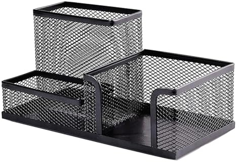 Kaizuca Stiftehalter aus Drahtmetall, Büro Stiftehalter, Stifte Organizer, Quadrat, Metallgeflecht, für Büroaufbewahrung, Schminktisch (Schwarz)