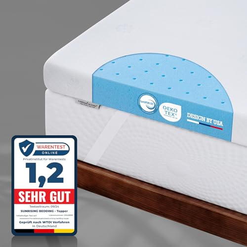 Topper 90x200 cm, Gel-Topper lindert Rücken- und Körperschmerzen, H2/H3, Premium Gelschaum RG 50, Matratzentopper ohne Geruch für Sensible geeignet, 7,5 cm hoch,120-Tage risikofreie Testphase