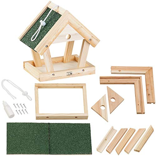 Royal Gardineer Vogelfutterhaus: Vogel-Futterhaus-Bausatz aus Echtholz, zum Aufhängen, 13-teilig (Vogelfutterhaus zum Hängen, Aufhängen, Basteln)