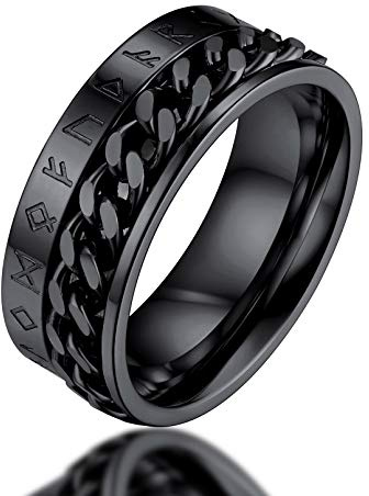 FaithHeart Ringe Herren Edelstahl Spinner Ring Runen Fingerring Wikinger | Ringgröße 54.4 - 72.8, Ringe für Herren, Wasserfest Spinnerring, Hypoallergen, Meditationsring Drehbare, Schmuck für Alltag