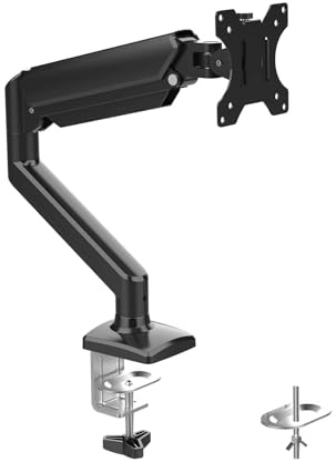 GRIFEMA GB2003-1, Monitor Halterung für 13-32 Zoll, Monitor Arm mit Gasfeder Höhenverstellbar, Einzelner Bildschirm Ständer 360° Drehbar Schwenkbar Neigbar, VESA 75x75/100x100 mm, bis 9 kg, Schwarz