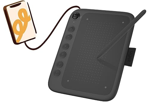 ugee Q6 Grafiktablett 6×4 Zoll Tragbar Zeichentablett mit Integriertes Typ-C Kabel für Digital Zeichnen Online Unterricht