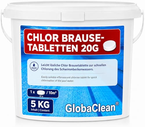 GlobaClean Schnell Chlortabletten 20g - 5kg Chlortabletten für Pool schnelllöslich und rückstandsfrei - Ideal zum Stosschloren von Pool & Whirlpool