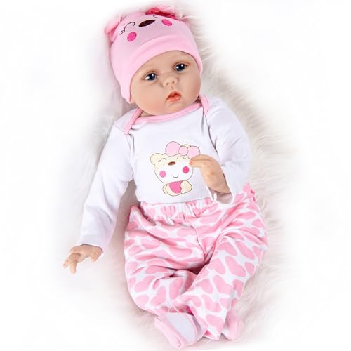 ZIYIUI 22Zoll Reborn Babypuppe Babys Puppe wie Echtes Baby Weiche Silikon Vinyl echt Babypuppen Lebensechte Puppe Neugeborenen Mädchen 55cm