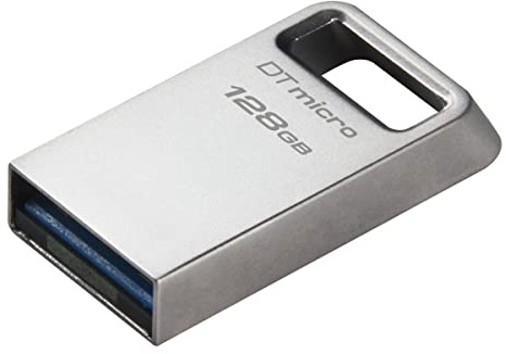 Kingston DataTraveler Micro USB Stick 128GB 200MB/s Metall USB 3.2 Gen 1 - DTMC3G2/128GB, silber