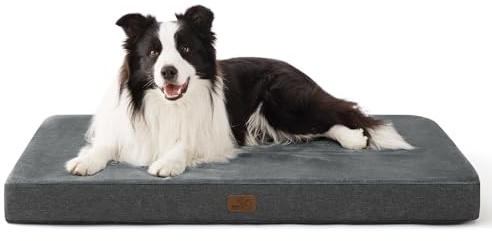 BEDSURE orthopädisches Hundekissen große Hunde - 89x56x8cm waschbares Hundebett mit 2 in 1 Memoryschaum, kuscheliges Hundematte Hundematratze, dunkelgrau