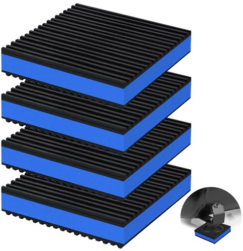 phepetroll 4P Anti-Vibrationspads, 10,2 x 10,2 x 2,2 cm, Schallisolierung, gerippte Gummimatten mit EVA-Mitte, robuste Vibrationsisolationspads für Luftkompressen, Conditioner, Laufband,