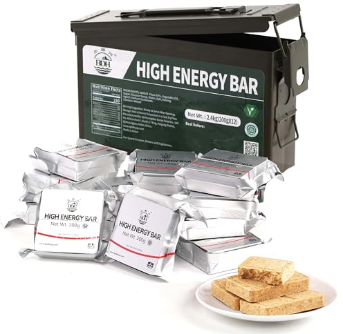 Weizengeschmack Langzeitnahrung, Energiekekse, 12 × 200g im Metallbehälter | 20 Jahre haltbar, 11.040 kcal Gesamtenergie. 12 Einzelportionen im robusten Metallbehälter für Notvorrat und Notfallnahrung