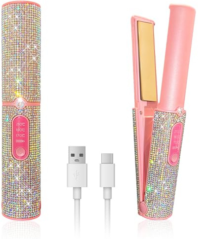2 in 1 Glätteisen Kabellos und Lockenstab, Haarglätter mit 5000mAh, Tragbares Reise Mini Glätteisen, Reiseglätteisen 3 Einstellbare Temperaturen, Titan Hair Straightener Schnelleres Erhitzen (Mermaid）