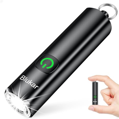 Blukar Taschenlampe LED Aufladbar, 360L EDC Taschenlampen mit 3 Lichtmodi | Mini Flashlight Tragbar mit Schlüsselanhänger, IPX6 Wasserdichte Handlampe für Wandern/Notfäll/Outdoor/Camping