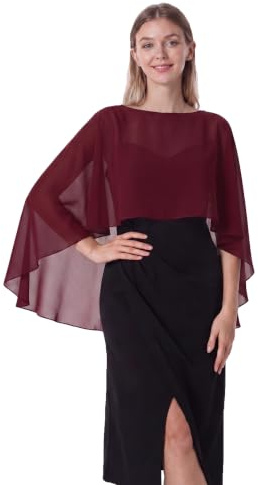 Hotshawl Damen Chiffon-umhang001 Pashmina-Schal | Leichte, klassische Capelets für Damen, weicher Überzug für Hochzeit, Brautjungfern, formeller Hals, durchsichtige Schals für